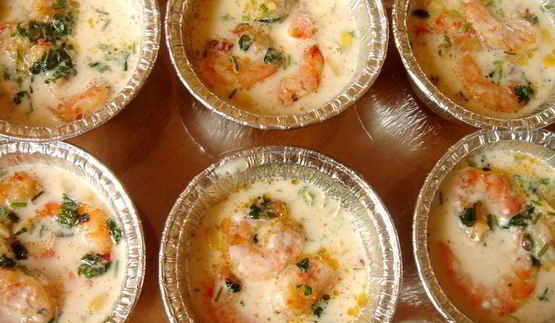 клафути с креветками и сладкой кукурузой