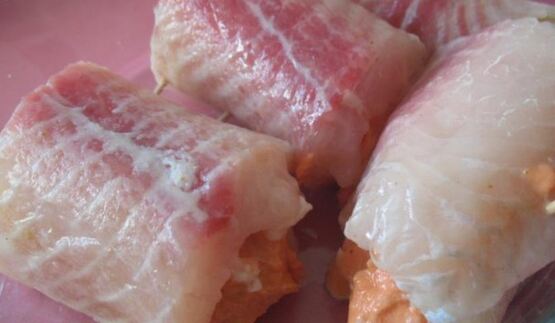 рыбные рулетики с рыбным муссом