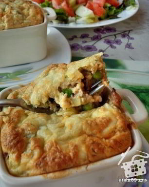 Жюльен-суфле с языком и кабачком