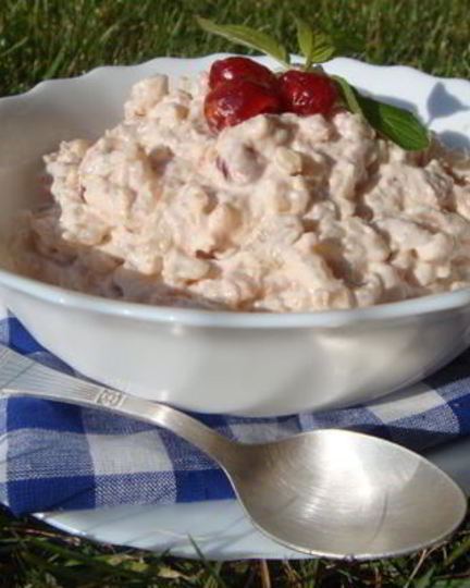 Рецепт ванильного рисового пудинга с вишнями