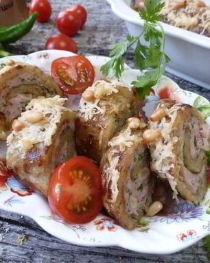 Рулеты-драники с куриным фаршем