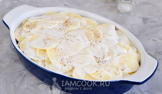 картошка с фаршем, сыром и майонезом в духовке