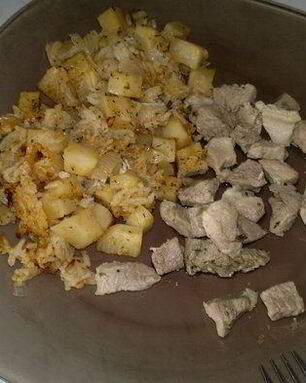 Рис с корнем сельдерея и свинина с травами