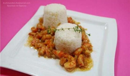 рис с креветками и медом