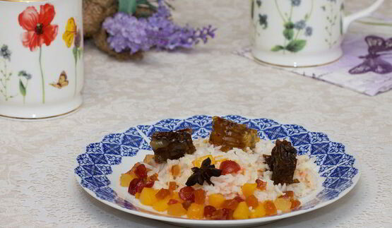 рис с персиком и сухофруктами