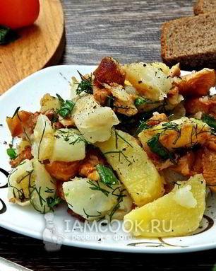 Жареная картошка с замороженными грибами