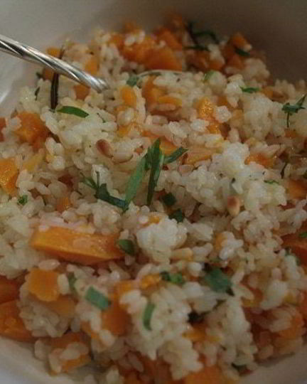 Рецепт зимнего риса с тыквого и кедровыми орехами