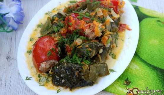 голубцы из мангольда с фаршированными овощами