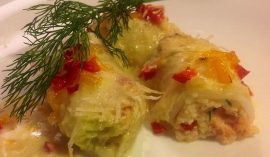 голубцы с кускусом и семгой