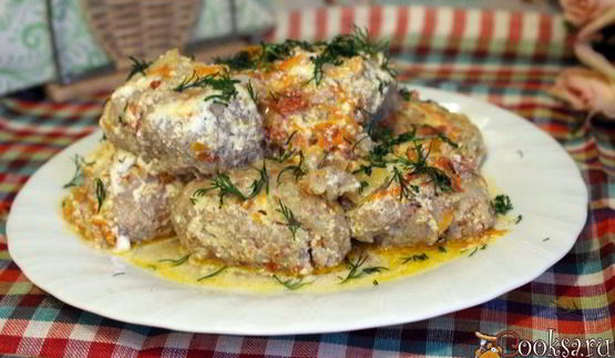 ленивые голубцы запеченные в сметане