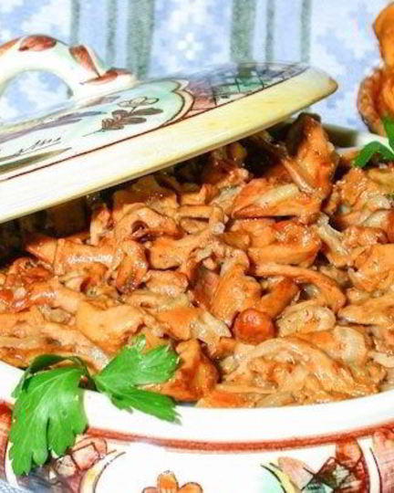 Рецепт лисичек, жареных в сметане