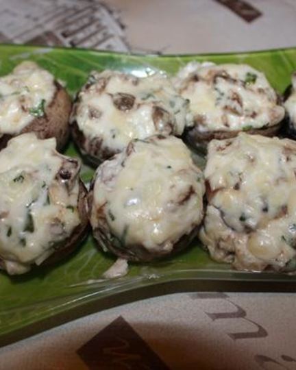 Рецепт шампиньонов, фаршированных кинзой и брынзой