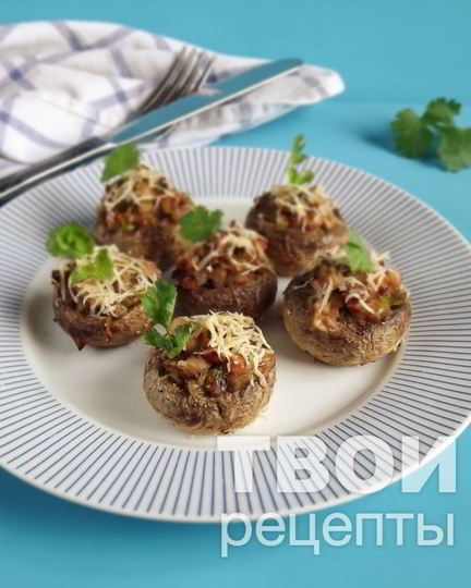 Рецепт шампиньонов фаршированных ветчиной