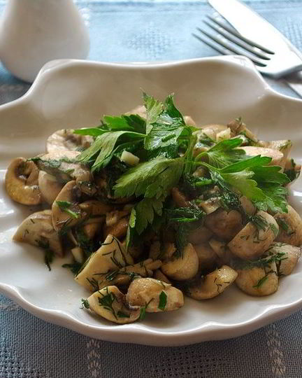 Рецепт шампиньоны с чесноком и зеленью