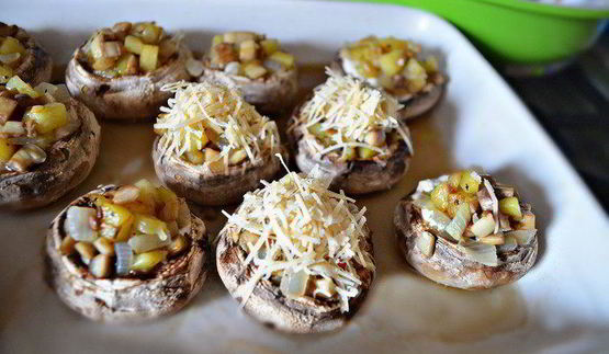 запеченные фаршированные шампиньоны