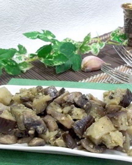 Рецепт жареных грибов с баклажанами