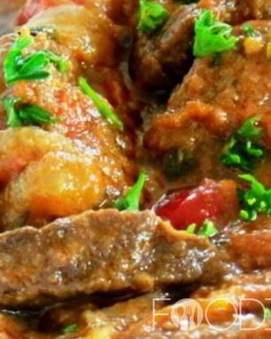 Гуляш из говяжьей печени