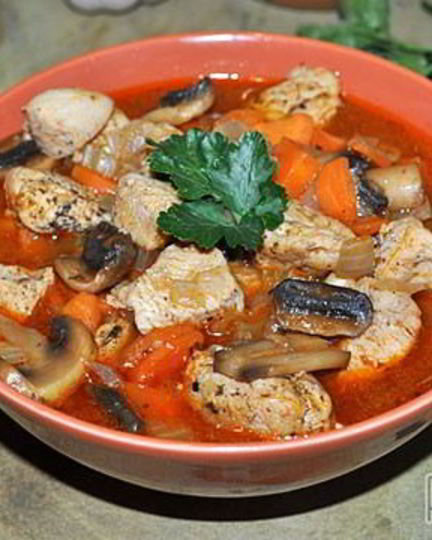 Рецепт гуляша из кролика с грибами