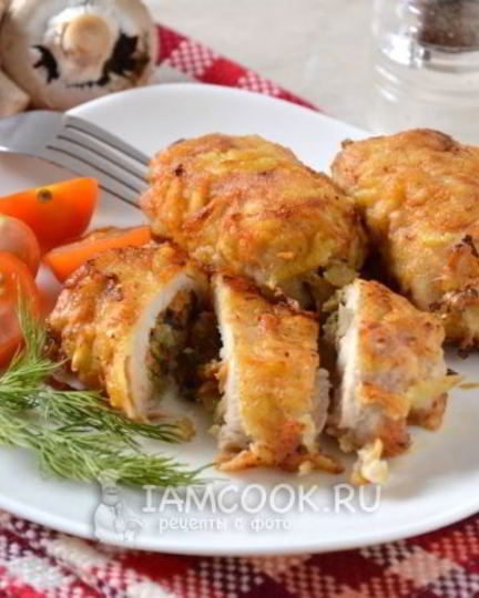 Рецепт свиных котлет с начинкой и картофельной корочкой