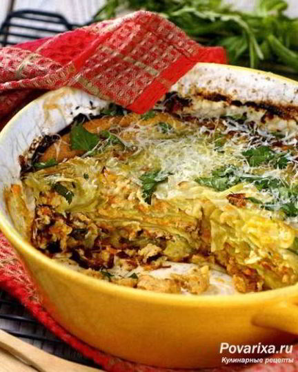 Рецепт лазаний из капусты с куриным фаршем