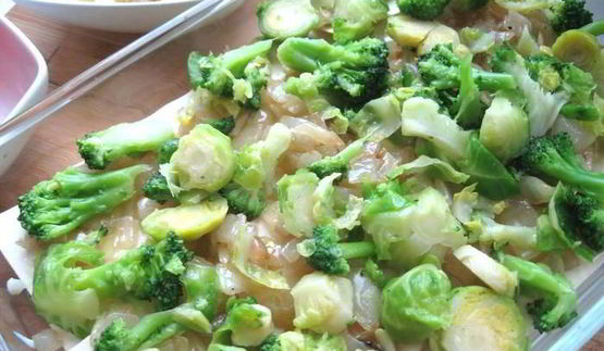 лазанья с брокколи, брюссельской капустой и грибами для гарфилда