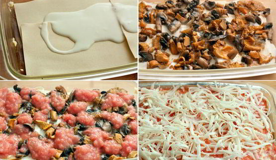 лазанья с грибами