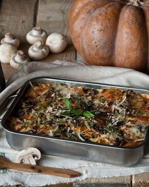 Лазанья с тыквой и грибами