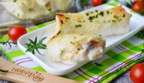 рулет лазанья в чесночном хлебе