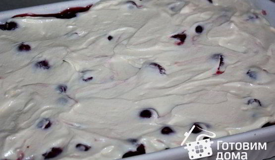 творожно-вишневый десерт лазанья