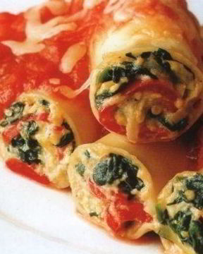 Каннеллони со шпинатом и моцареллой