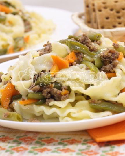 Рецепт пасты с фаршем и стручковой фасолью