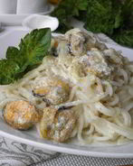 Паста с мидиями в сливочном соусе