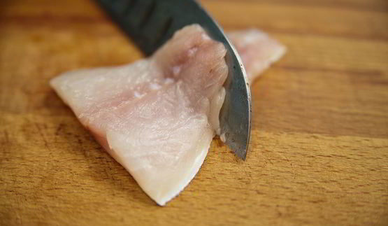 паста с роллом из дорадо и креветки