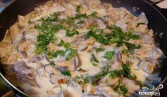 паста с вешенками в сливочном соусе