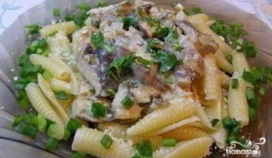 паста с вешенками в сливочном соусе