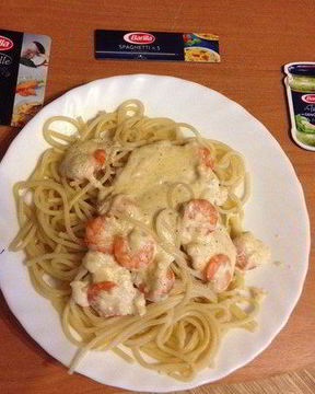 Спагетти с креветками
