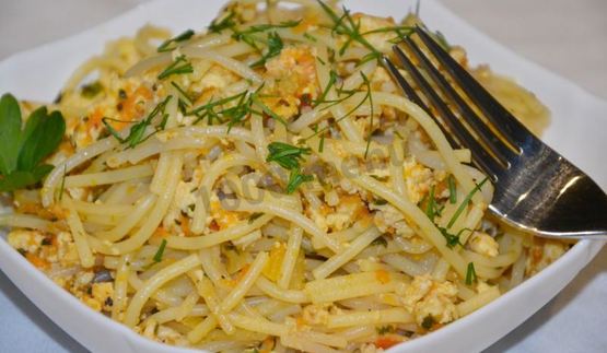 спагетти с куриным фаршем