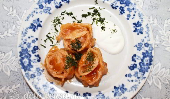 манты на сковороде