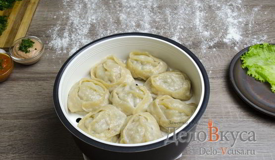 манты с мясом и тыквой в мультиварке