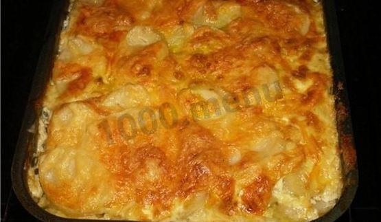 картошка по-французски с фаршем в духовке