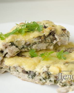 Мясо по-французски из свинины с грибами