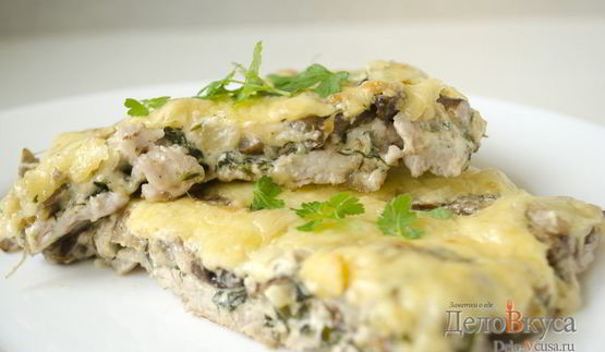 мясо по-французски из свинины с грибами