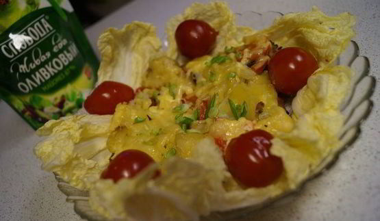 мясо по-французски с грибами и помидорами