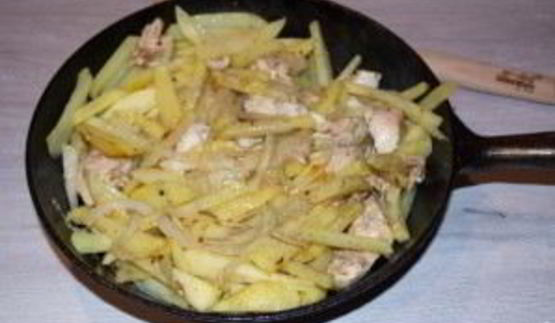 мясо по-французски в сковороде