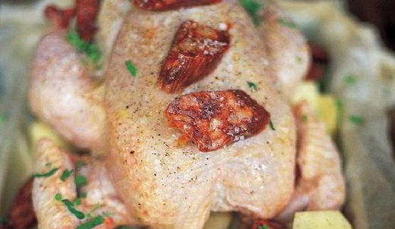 фаршированная курица в духовке