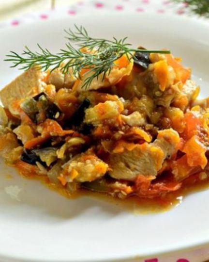 Рецепт индейки с баклажанами