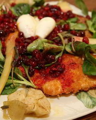 Индейка с пастернаком и клюквенным соусом