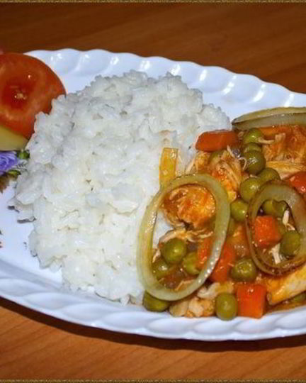 Рецепт курицы с рисом и зеленым горошком
