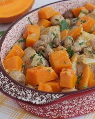 Курица с тыквой в сливках