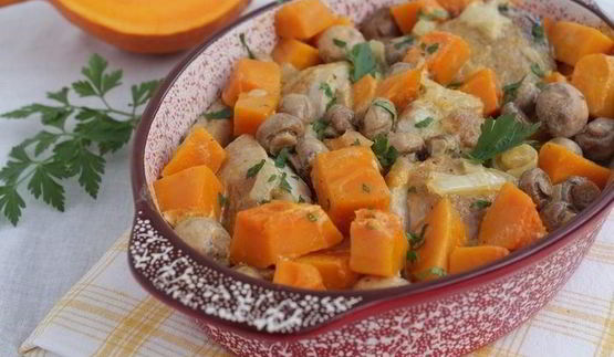 курица с тыквой в сливках